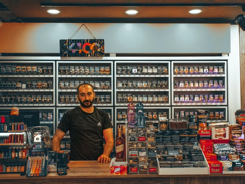 Shopkeeper at a retail shop counter in Pakistan using retail POS software