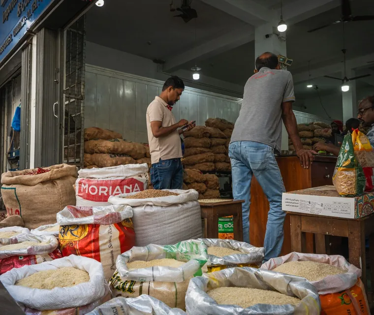Wholesale distributor shop with sacks and bulk stock in South Asia